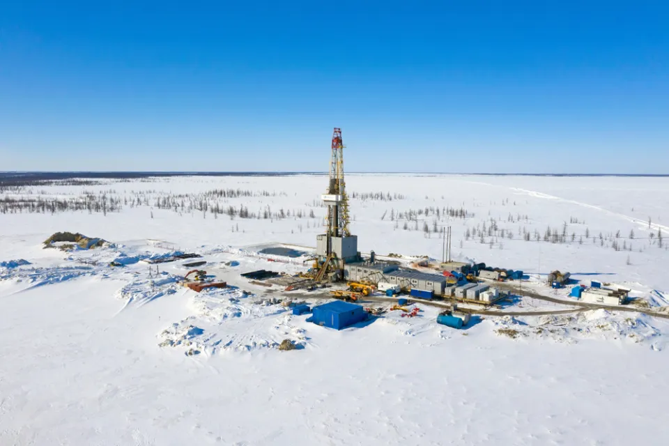 Drilling rig at a gas field in the North of Western Siberia